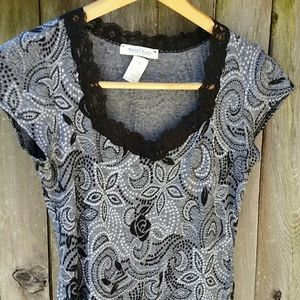 Ladies White House Black Market top with lace S